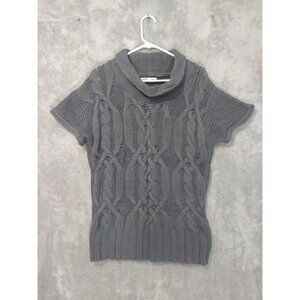 Old Navy Sweater Womens Medium Gray Pullover Cowl Neck Cable Knit Chunky Cotton